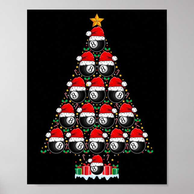 9 Ball Christmas Tree Light Pool Player Nine Ball  Poster (Front)