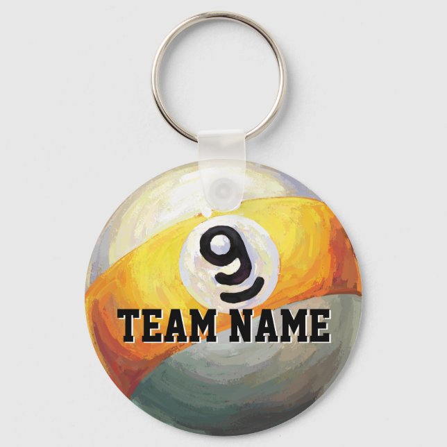 9 Ball Custom Team Name Keychain (Front)