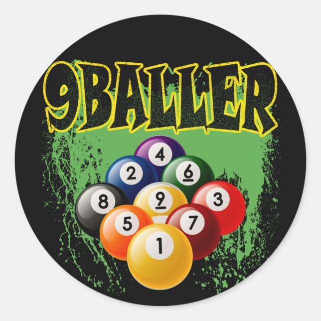 9 BALLER CLASSIC ROUND STICKER (Front)