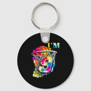 9 basketball theme birthday party celebration 9th keychain