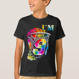 9 basketball theme birthday party celebration 9th T-Shirt