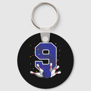 9 Birthday Bowling Bday Party Bowler Celebration 9 Keychain