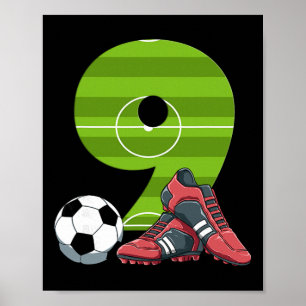 9 Birthday Soccer First Birthday Footll Kids Poster