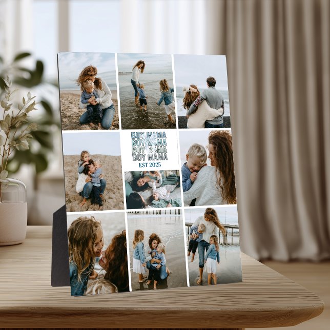 9 Boy Mama Custom Photo Collage Plaque (Creator Uploaded)