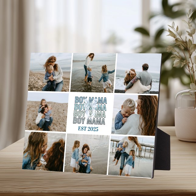 9 Boy Mama Custom Photo Collage Plaque (Creator Uploaded)