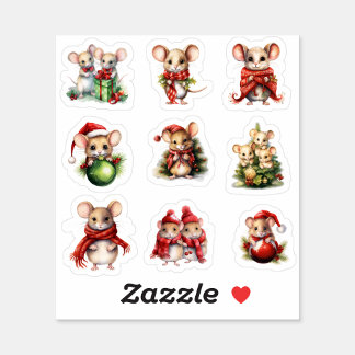9 Christmas Mouse Custom-Cut Vinyl Sticker