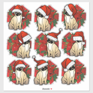 9 Crush Proof Santa Pug Gift Wrap Bows 4 Mailing
