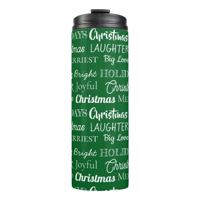 9 Custom Names Typography Christmas Thermal Tumbler (Front)