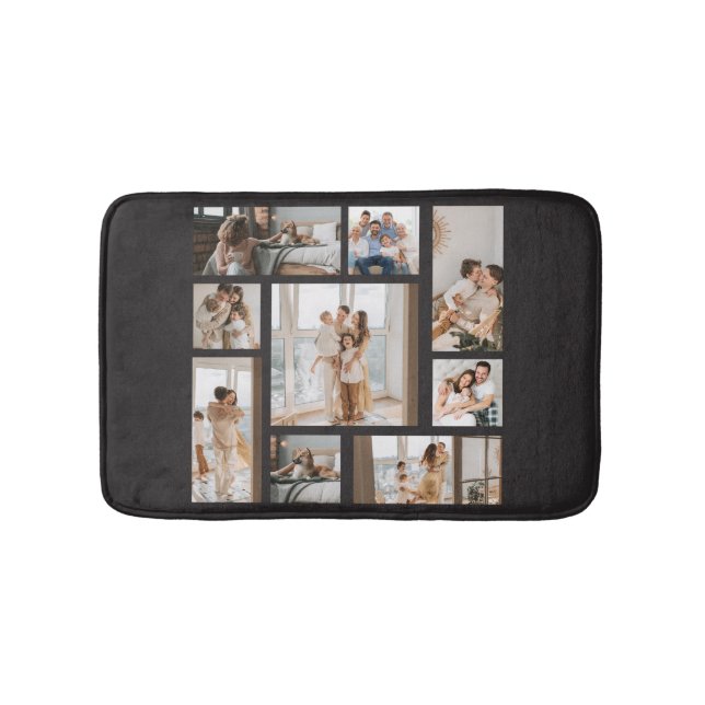 9 Custom Photo Collage Template Personalize Bath Mat (Front)