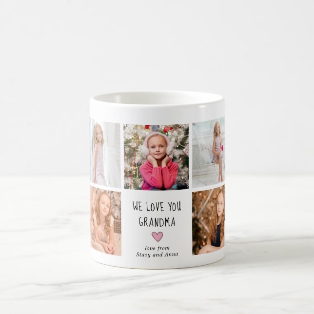 9 Grandchildren Photo We Love You Grandma Mug (Center)