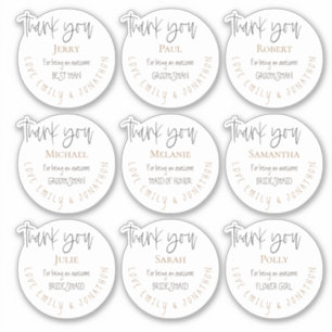 9 Individual Name Thanks Message Bridal Party