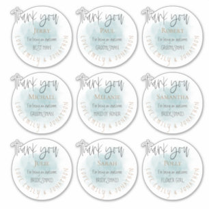 9 Individual Names Thank You Message Wedding Teal