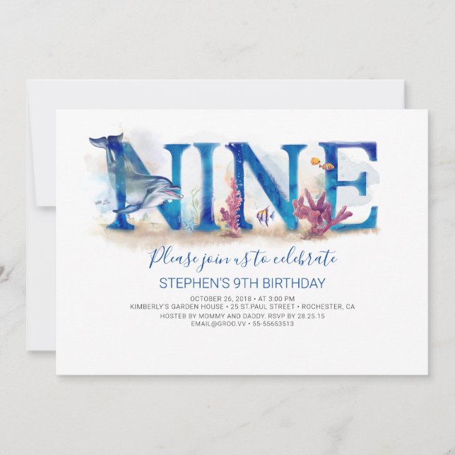 9 Invitation d'anniversaire dans le parc marin de  (Devant)