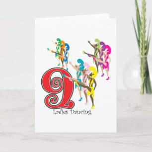 9 Ladies Dancing Holiday Card
