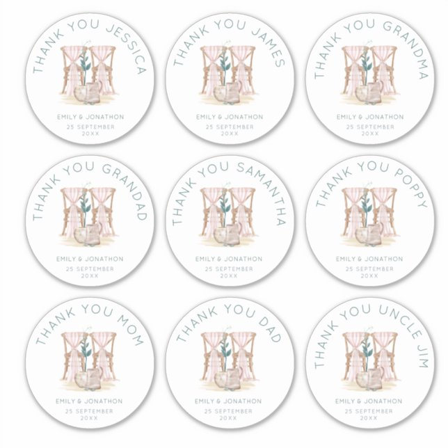 9 Large Individual Names Thank You Wedding (Front)