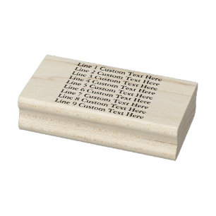 9 Line Custom Rubber Stamp with Wood Handle