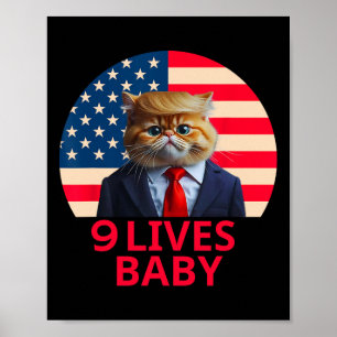 9 Lives By Cat Trump 2024 Win Victory Winner Trump Poster