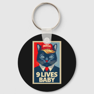 9 Lives Byby Cute Trump Cat Funny Trump 2024 Presi Keychain