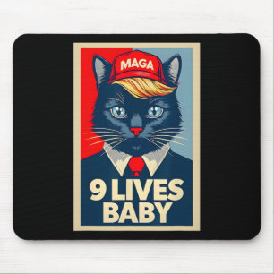 9 Lives Byby Cute Trump Cat Funny Trump 2024 Presi Mouse Pad