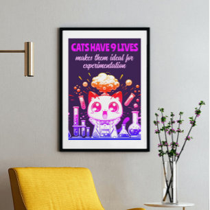 9 Lives of Whimsy: Colorful Cat Experiment Poster