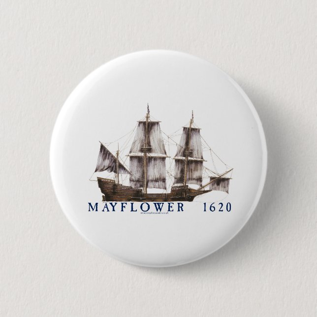 9 mayflower ship 2 inch round button (Front)