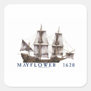 9 mayflower ship square sticker