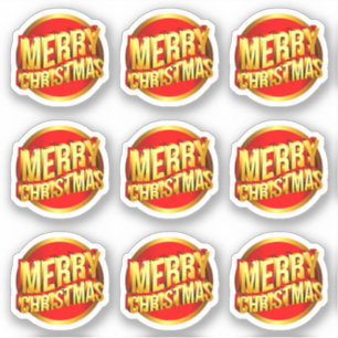 9 Merry Christmas 3D effect Red Gold Text Kiss Cut