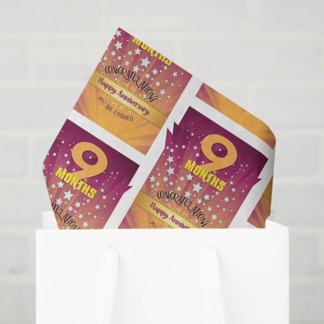 9 Month Recovery Anniversary Bold Numeral Tissue Paper (Gift Bag)