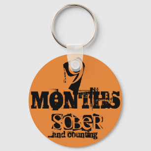 9 Months Sobriety Keychain
