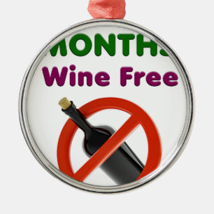 9 months wine free, pregnant woman, pregnancy baby metal ornament
