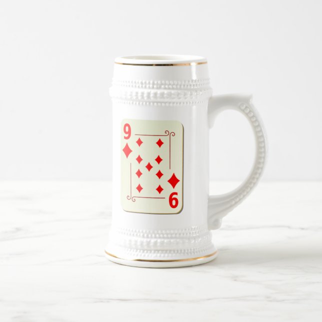 9 of Diamonds Playing Card Beer Stein (Right)