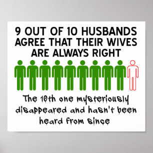 9 Out of 10 Husbands Funny Poster