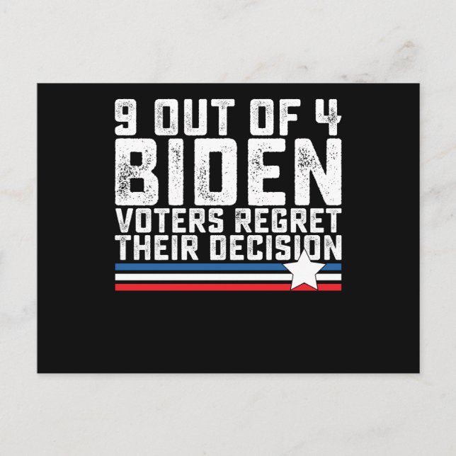 9 Out of 4 Biden Voters Regret Their Decision Postcard (Front)