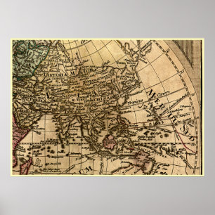 9 Panel Colour Version de L'Isle World Map Frame 6 Poster