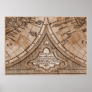 9 Panel Sepia Version de L'Isle World Map Frame 8 Poster