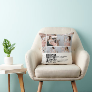 9 Photo Christmas Cookies for 2 Pregnancy Throw Pillow