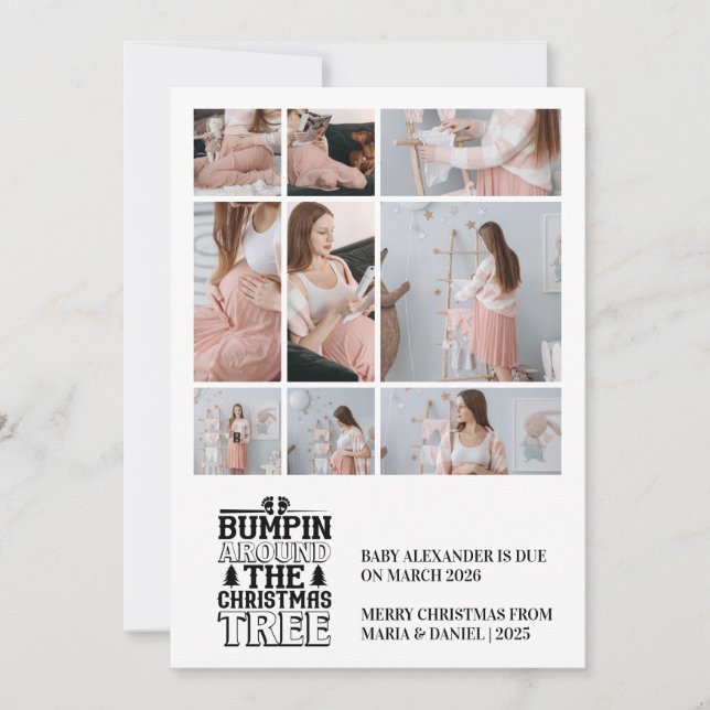 9 Photo Christmas Tree Pregnancy Announcement (Front)