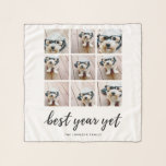 9 Photo Collage Best Year Yet Black Calligraphy Scarf<br><div class="desc">Use nine pictures and add your name to this memorable keepsake. A simple yet modern calligraphy type design that adds a little something special to your look.</div>