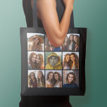 9 Photo Collage Custom Monogram Change Back Colour Tote Bag<br><div class="desc">You can use any photos for this design. Use 9 square photos to create a unique and personal gift. Or you can keep the hipster puppy and make a trendy keepsake. If you need to adjust the pictures,  click on the customize tool to make changes.</div>
