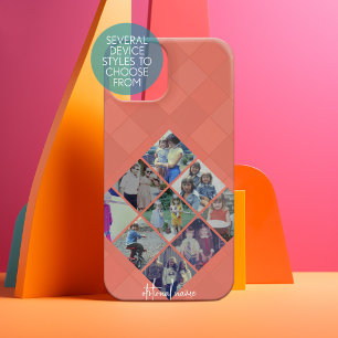 9 Photo Collage en forme de diamant Coral terre cu