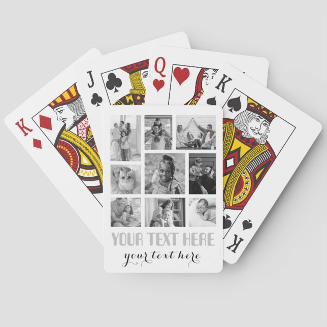 9 Photo Collage Family Classic Playing Cards (Back)