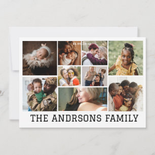 9 photo collage family holiday card Invitation