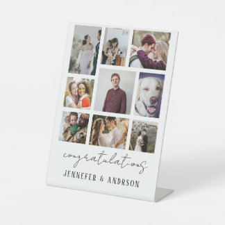 9 Photo Collage Family Pedestal Sign