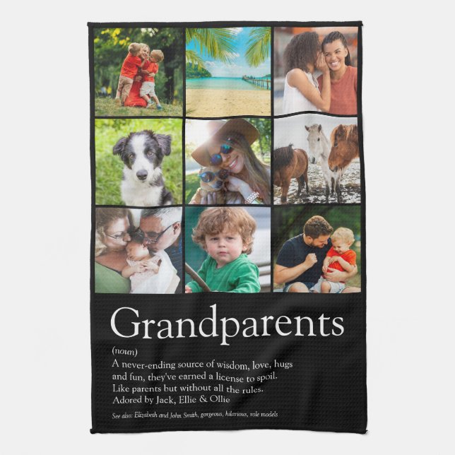 9 Photo Collage Grandparents Definition Kitchen Towel (Vertical)