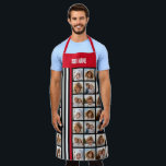 9 Photo Collage Grid All Over - Sporty Stripes Red Apron<br><div class="desc">Use up to 9 square photos to create a unique and personal gift. The accent of racing stripes makes it a fun gift for any sports fan. For best results, crop your photos into squares before uploading. This trendy layout with a place for extra text or a monogram includes clean...</div>