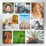 9 Photo Collage Magnet Template White Framed<br><div class="desc">Personalized 9 Photo Collage with Frame Fridge or Office Magnet.</div>
