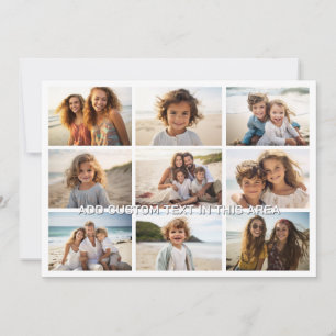 9 Photo Collage Minimalist - Optional Text Overlay Holiday Card