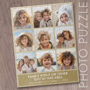 9 Photo Collage Minimalist with Colour Text Box Jigsaw Puzzle