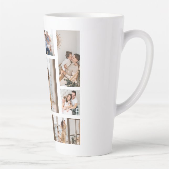 9 Photo Collage Modèle Personnaliser Latte Mug (Droite)