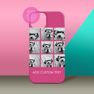 9 Photo Collage - Modern Grid on Pink Background iPhone 15 Pro Max Case